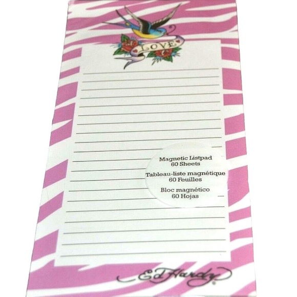 Ed Hardy Love, Bird & Roses Lined Magnetic Notepad List-Pad NEW - Picture 3 of 3